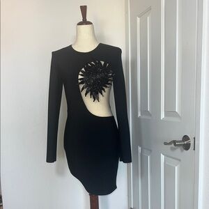 Chic Black Long Sleeve Dress with Starburst Cutout